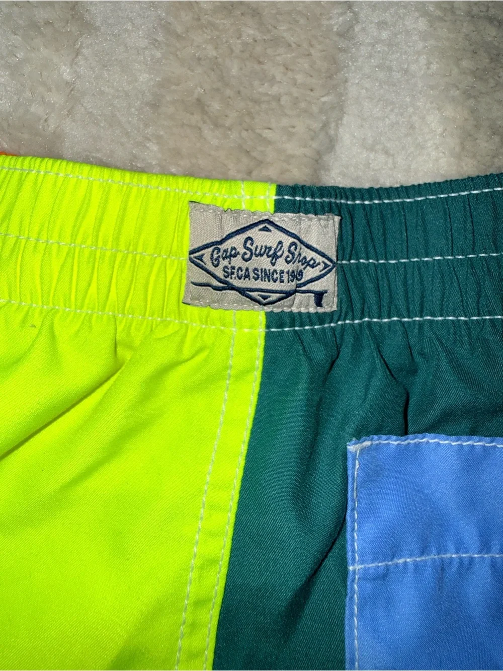 GAP Boys Colorblock Swim Trunks - Blue, Orange & Neon Yellow
